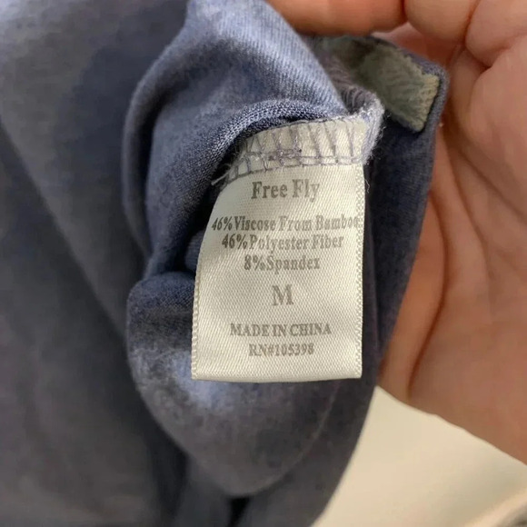 Free Fly Mens Polo Shirt Size Medium Blue Short Sleeve Bamboo Jersey Performance - Picture 4 of 7